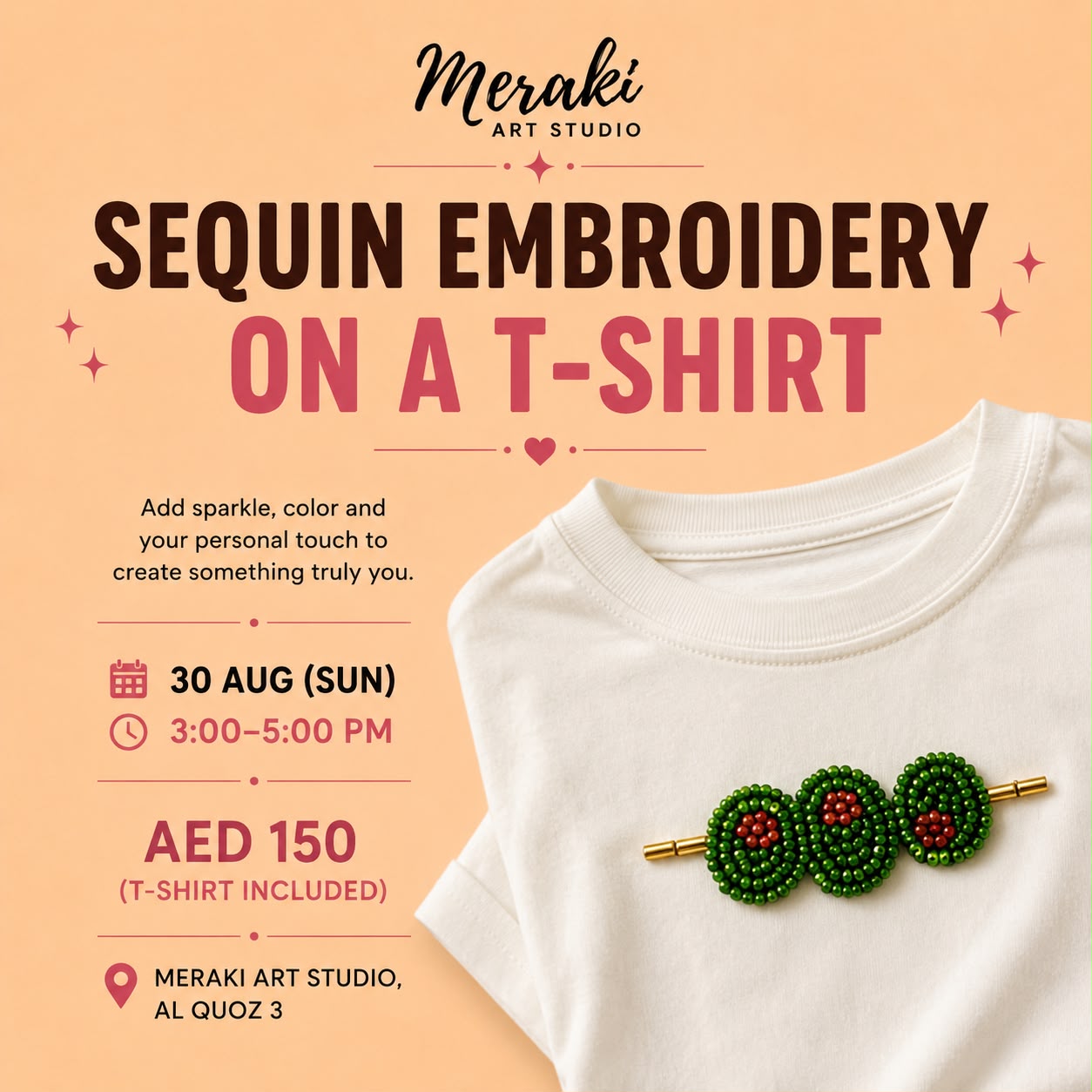 Sequin Embroidery on a T-shirt